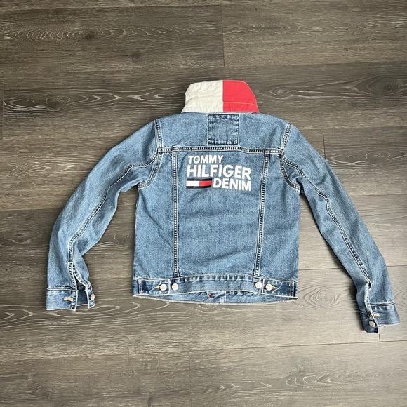 TOMMY HILFIGER Vintage Womens Small 90s Y2K Denim Jean Trucker Jacket Western - Picture 4 of 12